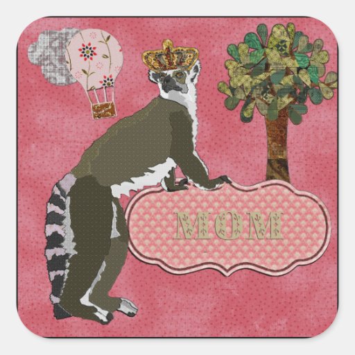 Pink Sticker de rey Julian Mom's Calcomania Cuadrada Personalizada