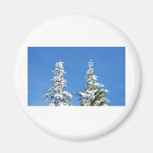 Pinos nevados imán de frigorifico