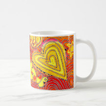 pintada anaranjada del amor del yellwo tazas
