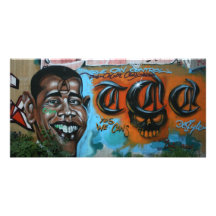 Pintada de Obama Tarjetas Fotográficas Personalizadas