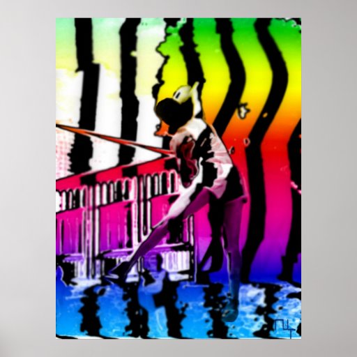 Pintada del choque del voleo posters