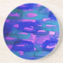 Pintura abstracta de neón intrépida de la acuarela posavasos manualidades