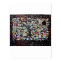 pintura abstracta del árbol tarjeta postal