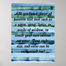 Pintura azul y verde rayada de la acuarela poster