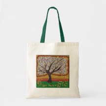 Pintura bonita del collage del árbol de la caída e bolsas