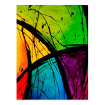Pintura brillante enrrollada del arte abstracto tarjetas postales