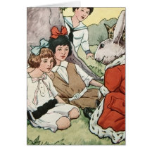Pintura caprichosa del conejito y de los niños de  felicitaciones
