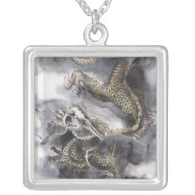 Pintura china tradicional, año del dragón 4 collar personalizado