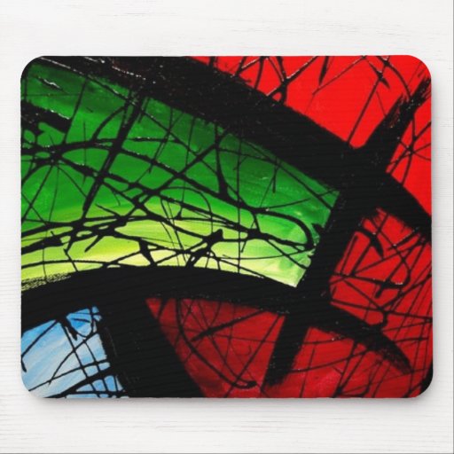 Pintura cuadrada abstracta verde enrrollada alfombrilla de ratón