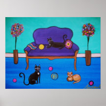 PINTURA DE 3 GATITOS POSTERS