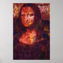 Pintura de acrílico firmada original de Mona Lisa Posters