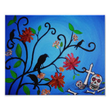 Pintura de Dia de los Muertos Crows Fotografías