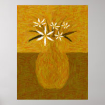 Pintura de flores brancas - VF-0001F Posters
