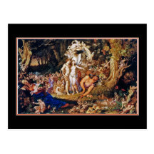 Pintura de hadas "Oberon y Titania " Postal