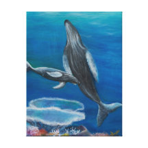 Pintura de la ballena jorobada encendido impresion en lona