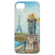 Pintura de la escena de la torre Eiffel de París iPhone 5 Case-Mate Carcasas