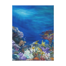 Pintura de la tortuga de mar encendido impresion en lona