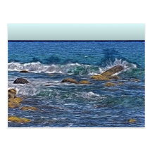 Pintura de las rocas del océano tarjeta postal