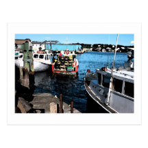 Pintura de los barcos de pesca postal