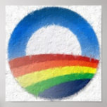 Pintura de Obama Impasto del arco iris Poster