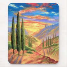 Pintura de paisaje de Toscana - multi Alfombrilla De Ratones