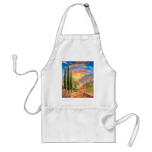 Pintura de paisaje de Toscana - multi Delantal