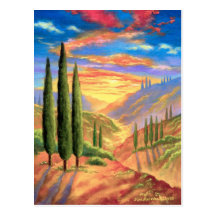 Pintura de paisaje de Toscana - multi Tarjeta Postal