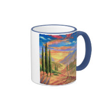 Pintura de paisaje de Toscana - multi Tazas De Café