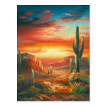Pintura de una pintura colorida de la puesta del s tarjeta postal