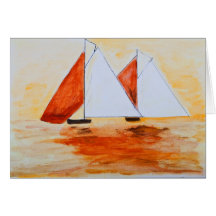 Pintura del barco de navegación felicitación