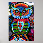 PINTURA DEL BÚHO DEL ARTE POPULAR POSTERS