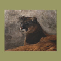 Pintura del gato grande del león de montaña del pu impresiones de lienzo