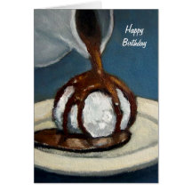 Pintura del helado con la salsa de chocolate tarjeton
