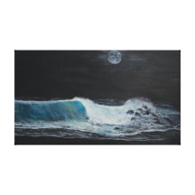 Pintura del paisaje marino del claro de luna encen lienzo envuelto para galerías