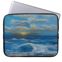 Pintura del paisaje marino encendido funda ordendadores