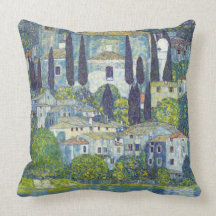 Pintura del paisaje urbano de Klimt Cojines