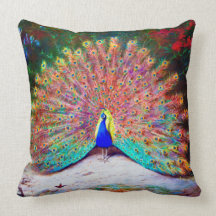 Pintura del pavo real del vintage almohadas