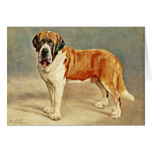 Pintura del perro de St Bernard del vintage Tarjeta