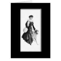 Pintura del perro del Borzoi del vintage Felicitaciones