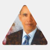 Pintura del retrato de Obama Calcomania Trianguloada