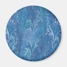 Pintura emplumada azul del remolino imán de frigorífico