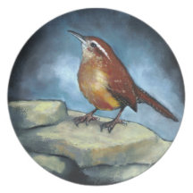 Pintura en colores pastel del pájaro: Wren de Caro Plato Para Fiesta