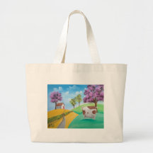 PINTURA LINDA DEL ARTE POPULAR DE LA VACA BOLSAS DE MANO