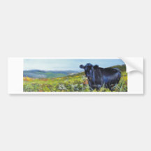 pintura negra de la vaca y de paisaje pegatina de parachoque