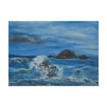 Pintura rocosa de la costa encendido lona estirada galerías