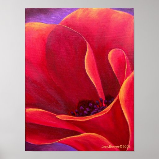 Pintura roja de la flor de la amapola - poster