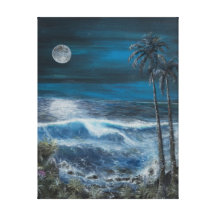 Pintura tropical de la laguna encendido lona estirada galerías