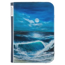 Pintura tropical de la luna encendido