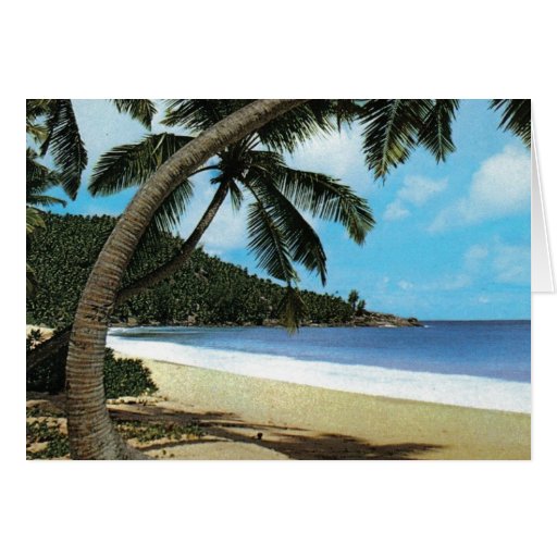 Pintura tropical de la playa tarjetón
