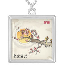 Pinturas chinas - flores de cerezo collar